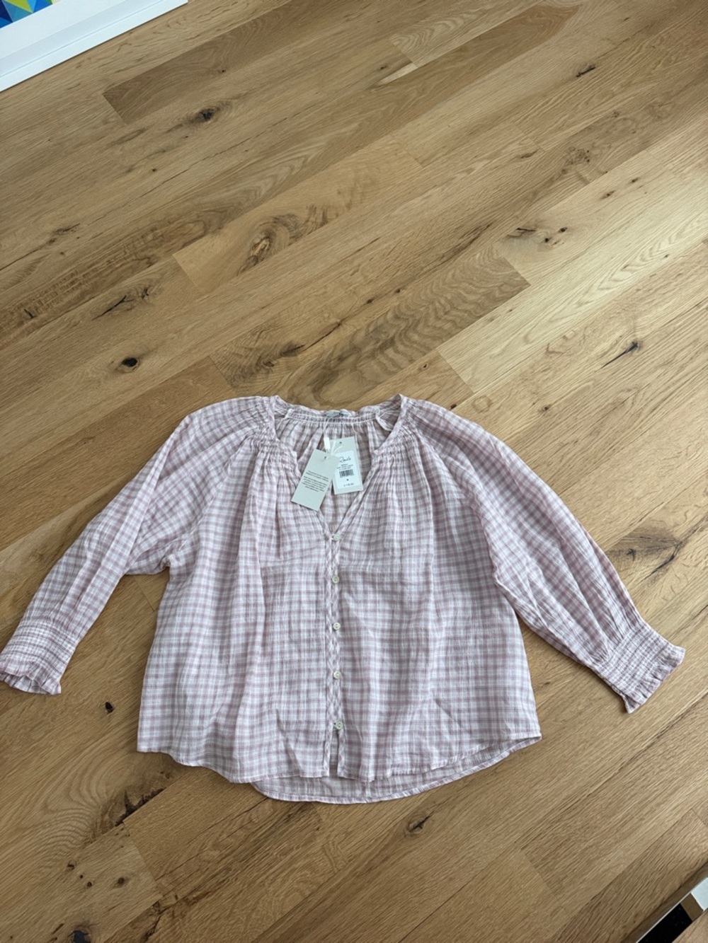 Rails Pink Check Button-Front Blouse